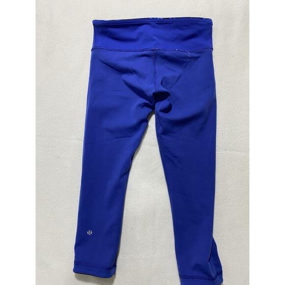 Lululemon Wunder Under Crop III Leggings 6 Reversible Black Sapphire Blue - Picture 8 of 10